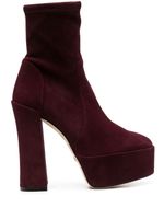 Stuart Weitzman bottes en daim à plateforme 150 mm - Rouge - thumbnail