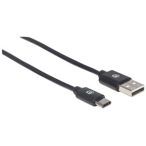 Manhattan USB-kabel USB 2.0 USB-C stekker, USB-A stekker 1.00 m Zwart UL gecertificeerd 353298