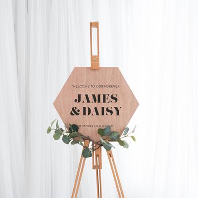 Welkomstbord hexagon modern paper