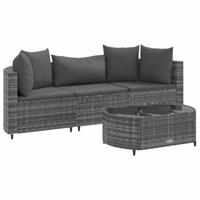 vidaXL 4-delige Loungeset met kussens poly rattan grijs, tuinset, tuinmeubel, terrasset, tuinbank, terrasmeubel, loungebank, loungeset tuin