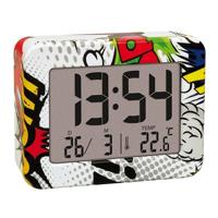 TFA Dostmann Mini wekker Comic Teenager, 60.2044.40, met interne thermometer, werkt op batterijen, wekker en datum, kwartsuurwerk, reiswekker, klein