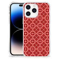 Apple iPhone 14 Pro Max Doorzichtige Silicone Hoesje Batik Rood - thumbnail