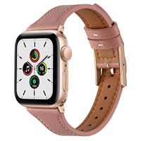 By Qubix - Leren bandje - Oudroze - Compatible met Apple Watch 44mm / 45mm / 46mm / 49mm - Compatible Apple watch bandjes
