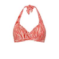 Beachlife voorgevormde halter bikinitop met zebraprint wit/rood/roze
