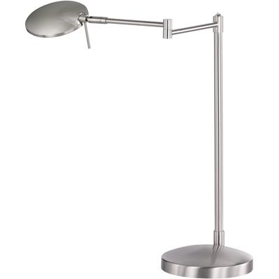 LED Bureaulamp - Tafelverlichting - Trion Kazin - 8W - Warm Wit 3000K - Rond - Mat Nikkel - Aluminium