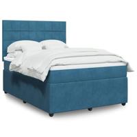 vidaXL Boxspring met matras fluweel blauw 160x200 cm, boxspring, ledikant, bedframe, bed, boxspring bed, bedbodem, seniorenbed, senioren bed