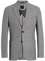 Zegna blazer en laine mélangée à simple boutonnage - Gris - thumbnail