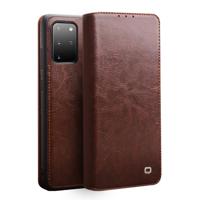 Qialino - echt lederen luxe wallet hoes - Samsung Galaxy S20 Plus - Bruin