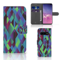 Samsung Galaxy S10 Plus Book Case Abstract Green Blue - thumbnail