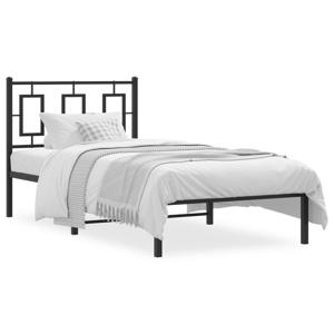 Bedframe met hoofdbord metaal zwart 90x190 cm