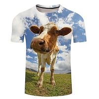 Voor heren Uniseks T-shirt T-shirts Koe Grafische prints Strakke ronde hals Geel Lichtgroen blauw 3D-afdrukken Grote maten Casual Dagelijks Korte mouw 3D-afdrukken Kleding Ontwerper Basic Groot en Lightinthebox