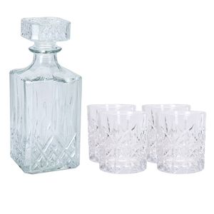 Atmos Fera glazen whisky/water karaf 900 ml met 4x whiskyglazen 230 ml