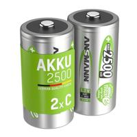 ANSMANN Accu C 2.500 mAh NiMH 1,2 V (2 stuks) - oplaadbare baby C-batterijen, maxE geringe zelfontlading voor jarenlang gebruik