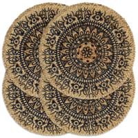 VidaXL Placemats 4 st rond 38 cm jute donkerblauw - thumbnail