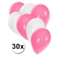 Witte en lichtroze ballonnen 30 stuks   - - thumbnail