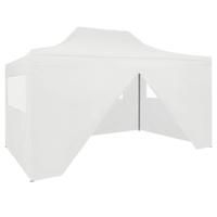 Partytent met 4 zijwanden inklapbaar 3x4 m staal wit