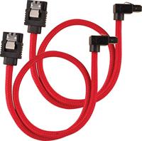 Corsair Premium SATA3-kabel, schuin/recht (6 Gbps, 30 cm, 90 graden), met ommanteling, rood