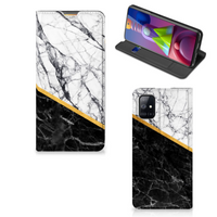 Samsung Galaxy M51 Standcase Marmer Wit Zwart - Origineel Cadeau Man - thumbnail