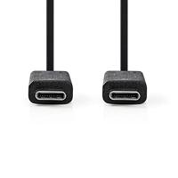 Nedis USB-Kabel | USB 3.2 Gen 2 | USB Type-C™ Male | USB Type-C™ Male | 10 Gbps | 15 W | Vernikkeld | Rond | PVC | Zwart | Label 1.00 m 1.00 m
