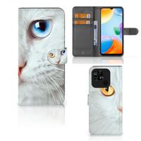 Xiaomi Redmi 10C Telefoonhoesje met Pasjes Witte Kat