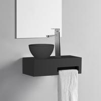 Fonteinset Lora Rechthoek 40x21.3x10cm Mat Zwart Solid Surface Rechts