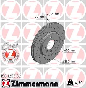 Remschijf SPORT REMSCHIJF COAT Z ZIMMERMANN, Remschijftype: Binnen geventileerd, u.a. für BMW