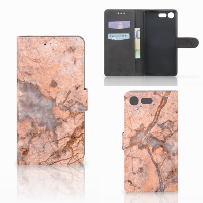 Sony Xperia XZ Premium Bookcase Marmer Oranje