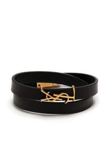 Saint Laurent bracelet double à logo - Noir