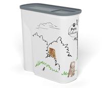 Curver Droogvoerbak voor honden, 2,5 kg, 6 l, luchtdicht, geurremmend, voor hondenvoer, container met draaggreep, 19 x 30 x 35 cm, wit