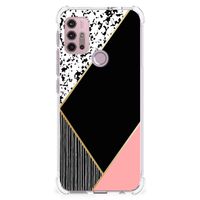 Motorola Moto G30 | G20 | G10 Shockproof Case Zwart Roze Vormen - thumbnail