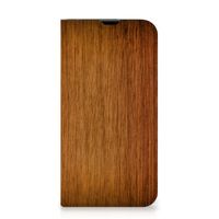 iPhone 13 Pro Book Wallet Case Donker Hout - thumbnail