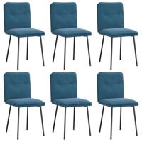 vidaXL Eetkamerstoelen 6 st fluweel blauw, dinerstoel, keukenstoel, eetkamerstoel, stoel, woonkamerstoel, accentstoel, bijzetstoel, restaurantstoel