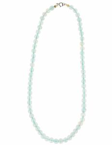 Aquamarijn Kralenketting 6mm Goudkleurig Slotje 40cm