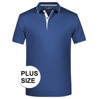 Grote maten polo shirt Golf Pro premium navy/wit voor heren