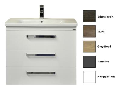 Sanicare Q10 badkamermeubel 3 laden 80 cm schots-eiken Sanicare Q10 badkamermeubel 3 laden 80 cm schots-eiken