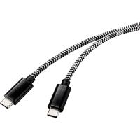 RENKFORCE USB 2.0 USB-C male kabel, USB-C mannelijk, 3,00 m, zwart/wit