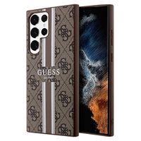 Guess 4G Printed Stripe Samsung Galaxy S23 Ultra 5G Hybride Hoesje - Bruin