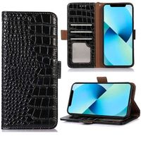 Crocodile Series Samsung Galaxy Xcover6 Pro Wallet Leren Hoesje met RFID - Zwart - thumbnail