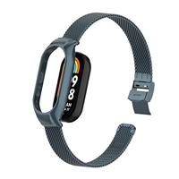 By Qubix - Milanese bandje met case - Space grey - Xiaomi Smart Band 8 & 9