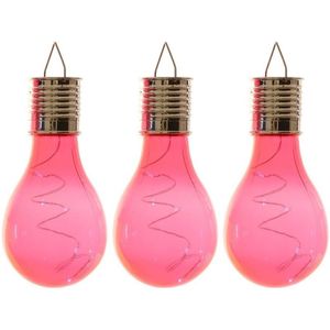 3x Solarlamp lampbolletjes/peertjes op zonne-energie 14 cm rood