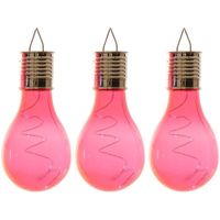 3x Solarlamp lampbolletjes/peertjes op zonne-energie 14 cm rood - thumbnail