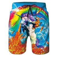 Voor heren Boardshorts Zwemshorts Lange zwembroeken Zomer korte broeken Strandshorts Trekkoord Elastische taille 3D-afdrukken Grafisch Tekenfilm Ademend Sneldrogend Korte Casual Dagelijks Feestdagen Lightinthebox