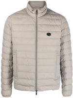 Emporio Armani logo-patch zip-up padded jacket - Gris