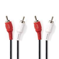 Stereo audiokabel | 2x RCA male - 2x RCA male | 1,5 m | Zwart - thumbnail