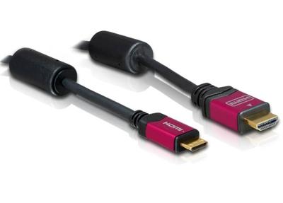 Delock 84337 HDMI-kabel HDMI Aansluitkabel HDMI-A-stekker, HDMI-mini-C-stekker 3.00 m Zwart 4K UHD, Vergulde steekcontacten