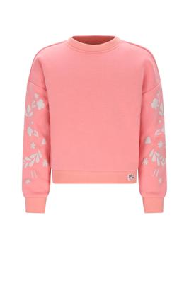 NoNo winter sweater meisjes - roze - Konono - furry, mouwprint