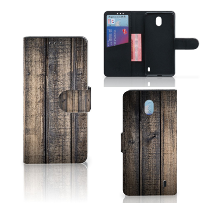 Nokia 1 Plus Book Style Case Steigerhout Nokia 1 Plus Book Style Case Steigerhout