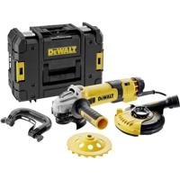 Dewalt Haakse slijper DWE4257KT (1.500 W, 125 mm schijf-Ø, stationair toerental 2.800-10.000 min-1, M14, incl. beschermkap, beugelhandgreep, diamantpotschijf, stofkap & T STAK-box II)