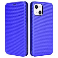 iPhone 13 Mini Flip Case - Koolstofvezel - Blauw - thumbnail