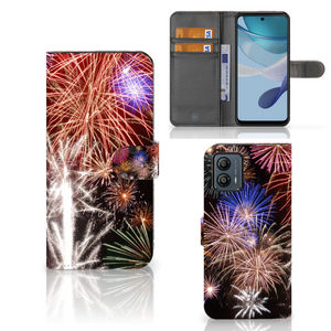 Motorola Moto G53 Wallet Case met Pasjes Vuurwerk